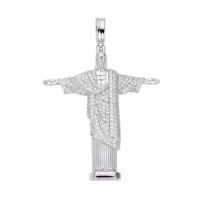 Colgantes y Amuletos de Joyería Fina con Moissanita de Cristo Redentor, Plata Sólida 925 con Acabado en Rodio, Hecho en Brasil, PASA EL PRUEBACUADROS DEL Diamante - Product Image 2