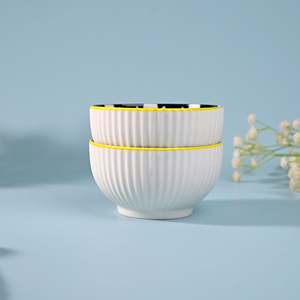 <b>Set</b> of 2 Artistic Porcelain Shiny Bowls Custom Design Eco-Friendly Soup and Ramen Bowls <b>Microwave</b> Oven Safe Metal Bowl - Product Image 1