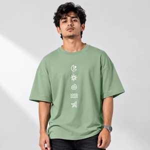Custom Handwritten <b>Floral</b> Print O-Neck Short Sleeve Casual Knitted Stretchy Oversized 320g Cotton <b>T</b>-<b>Shirt</b> Front Logo <b>Men</b> | - Product Image 1