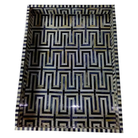 Plateau de service en os incrusté |   Plateau de service rectangulaire géométrique fait main pour la cuisine, la salle à manger, la table basse, le restaurant, la décoration de la maison