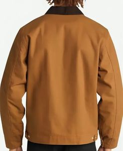 Men's Brown Canvas Hooded Collar Shirt Jacket <b>Covered</b> <b>Button</b> Closure Breathable 100% Cotton Winter Streetwear Regular Fit - Product Image 4