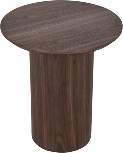 Modern Nordic Style <b>Round</b> Wood Side <b>Table</b> Walnut Veneer Top Cylinder Pedestal Base for Living Room <b>Bedside</b> Cafe - Product Image 4