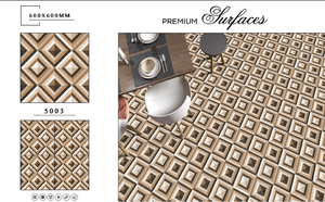 กระเบื้องปูพื้นพอร์ซเลน 3 มิติ ขนาด 600x600 มม. เกรดพรีเมียม ลายหินอ่อนเงา พร้อมเคลือบเงา สำหรับปูพื้นห้องนั่งเล่น - Product Image 6