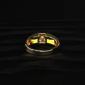 Bague élégante en or jaune avec diamant de 1,0 carat taille radiant, diamant de laboratoire, bague artisanale pour homme. - Product Image 5