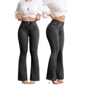 Nouveau Jean en Denim Extensible pour Femme, Coupe Droite Évasée, Taille Mi-Haute, Séchage Rapide, Respirant, Style Vintage, Modèle Européen et Américain, pour le Commerce Transfrontalier - Product Image 1