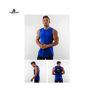 Débardeurs pour hommes personnalisés à logo, coupe ajustée, unis, sans manches, pour l'entraînement, 100% coton - Product Image 3