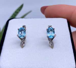 Natural Sky Blue Topaz <b>Earrings</b> 925 Sterling <b>Silver</b> Gold Handmade Fine Jewelry December Birthstone Women's Party Gift Wholesale - Product Image 1