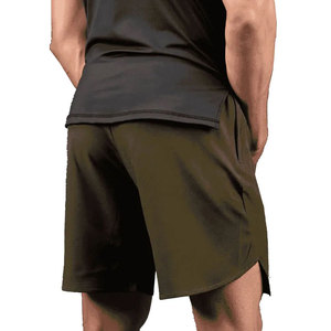 Short cargo pour homme vert olive 100 % polyester, taille mi-haute, taille élastique avec cordon de serrage, couleur unie, imperméable et respirant - Product Image 3