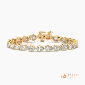 18K Gold Plated Pear Cut Moissanite Tennis <b>Bracelet</b> For Women Luxury Fashion Jewelry Manhattan Style Beauty - Product Image 5
