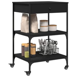 Carrito de Cocina Negro de 23.6"x18.9"x35.2" de Madera Sintética, Islas y Carritos de Cocina - Product Image 6