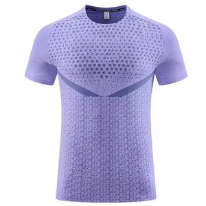 Men's Short Sleeve O-Neck T-<b>Shirt</b> Regular Fit Casual Knitted Cotton Jersey Anti-Pilling 320g Front Logo Breathable <b>Geometric</b> - Product Image 4