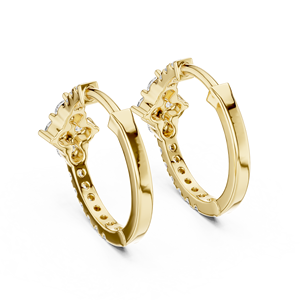 18K Yellow <b>Gold</b> Lab Grown Diamond Cluster <b>Huggie</b> Hoop Earrings Floral Wedding Anniversary Fine Jewelry Women Rhodium Plated 0.55 - Product Image 5