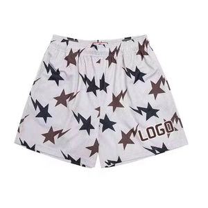 Shorts de basketball pour hommes en toile vert lime, de haute qualité, respirants, anti-plis, à taille élastique, imprimé floral décontracté pour l'été - Product Image 5