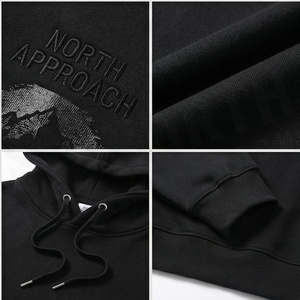 Sweat-shirt à capuche surdimensionné pour homme, noir uni, en molleton de coton, décontracté, avec poche avant, coupe classique, pour l'automne - Product Image 4