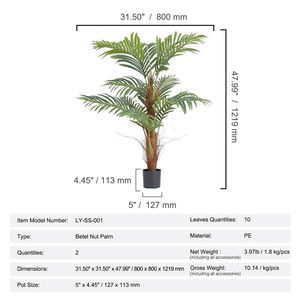 Palmera Artificial de 1.2 m de Altura, Material PE Seguro, Protección Antivuelco, Bajo Mantenimiento, Planta Artificial Realista - Product Image 4