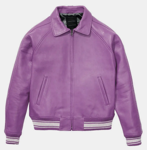 Men's Genuine <b>Leather</b> Windproof <b>Jacket</b> with Turn-Down Collar and Zipper Closure <b>Winter</b> High Street Style - Product Image 3