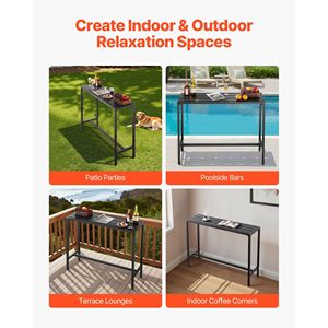Tavolo da Bar all'aperto impermeabile Top in metallo robusto telaio 47X15 rettangolo bancone altezza pranzo per Patio vasca idromassaggio a bordo piscina interna - Product Image 6