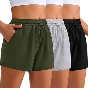 Lot de 3 shorts de sport pour femmes, confortables, décontractés, avec cordon de serrage, taille haute, shorts de sport d'été avec poche - Product Image 1