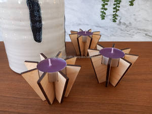 เชิงเทียนไม้เชิงศิลปะทำด้วยมือสำหรับตกแต่งบนโต๊ะห้องนั่งเล่นและของขวัญคริสต์มาส - Product Image 6