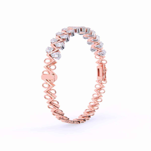 Bracelet tennis en moissanite or rose à motif zigzag avec pierres rondes brillantes et design géométrique moderne de luxe - Product Image 6