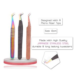 Pince à épiler pour extension de cils logo personnalisé en acier inoxydable volume de cils pince à épiler diamantée pour isoler les cils naturels - Product Image 4