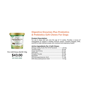 NaturVet Enzimas Digestivas Plus Probióticos y Prebióticos Masticables Blandos para Perros 154g - Product Image 1