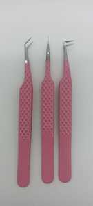 Pinzas de Acero Inoxidable Rosadas para Pestañas, Juego de Puntas Precisas para Extensiones de Pestañas y Depilación de Cejas - Product Image 3