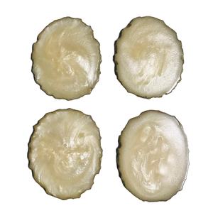 แผ่นรองแก้วทำจากเรซินสีทองประดับมุกสีขาวแบบ DIY สำหรับตกแต่งบ้านทรงกลมดีไซน์แปลกใหม่สำหรับปูโต๊ะร้านอาหารแผ่นให้ความร้อนและของขวัญ - Product Image 1