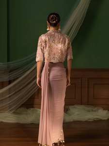 Conjunto de Lehenga Indo-Occidental para Mujer, Diseño 2026, Sari de Seda Listo para Usar, Blusa con Adornos de Espejo, Capa Bordada, para Bodas y Fiestas - Product Image 3