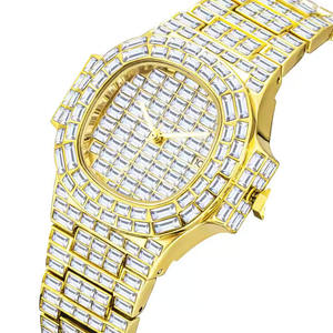 Montre mécanique de luxe pour homme, chiffres rouges, pierres précieuses taillées brillamment, bracelet en cuir, acier inoxydable, saphir, 46 mm, carrée, 10 aiguilles - Product Image 3