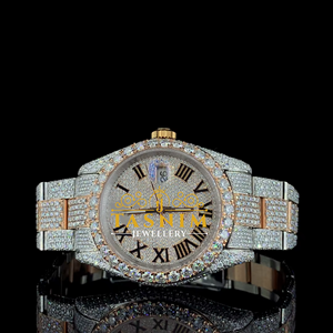 VVS Diamond Men's <b>Watch</b> <b>Black</b> 41mm Analog Glass Sport Business Fashion Stainless Steel Quartz ETA 20mm 2 Tone White Gold Plated - Product Image 1