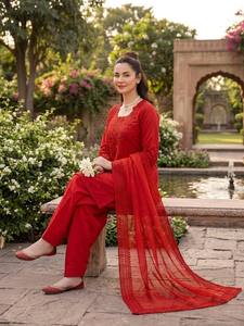 Fancy Thread and <b>Sequins</b> Work Kurti with Farshi Salwar for Women - Product Image 4