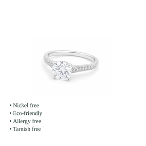 925 Sterling Silver Round CZ Engagement <b>Ring</b> Pave Setting Prong Classic Style Women's Fine Jewelry - Product Image 2