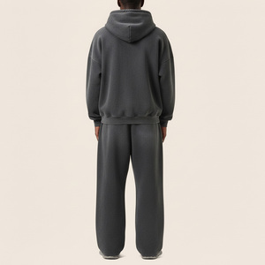 Men's Oversized Fleece Zip-Up Hoodie Jogger Set Solid Color Casual Tracksuit Breathable Cotton Sweat wear and Autumn Wear - Product Image 5