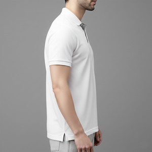 Polo à manches courtes pour homme, couleur unie blanche, coton piqué, respirant, décontracté, tricoté, coupe classique - Product Image 4
