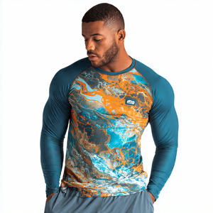 Camisetas de compresión de secado rápido con sublimación para entrenamiento, camiseta de fitness con sublimación, camiseta de manga larga personalizada para hombre - Product Image 3