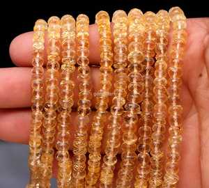 Natural Citrine Rondelle Faceted Beads For Jewelry Making 5-6MM Citrine Gemstone Faceted Beads 10 Inch For Jewelry Making Bulk - Product Image 1