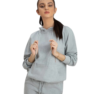 Conjunto de dos piezas para mujer: Sudadera con capucha y pantalón de chándal de corte ajustado con bolsillo canguro, estilo casual urbano, venta al por mayor, personalizado, talla S - Product Image 3