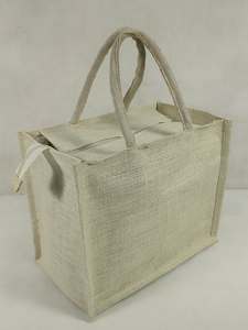 Sac fourre-tout en jute avec fermeture éclair supérieure, grand sac réutilisable en toile de jute pour mariage et courses, longues poignées tissées - Product Image 4