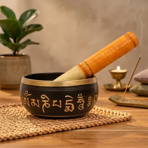 Bol chantant en laiton de style antique, sculpture, autre placage, mantra bouddhiste, yoga, guérison spirituelle, décoration intérieure - Product Image 6