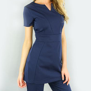 Nouvelle conception de tunique de réceptionniste en polyester et élasthanne, uniforme de salon extensible, tunique de spa avec option logo. - Product Image 2