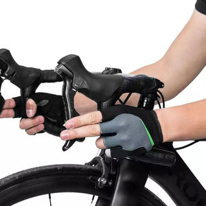 Gants de cyclisme en cuir à demi-doigts, absorbant les chocs, avec sangle de poignet réglable antidérapante pour les sports de plein air - Product Image 5