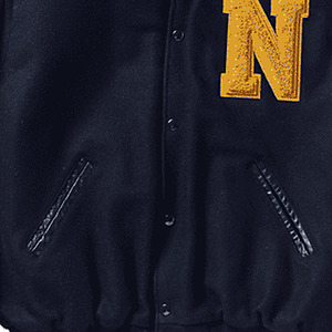 Veste varsity en laine pour homme avec lettre N brodée sur le devant, manches en cuir noir, style preppy, manteau d'hiver - Product Image 5