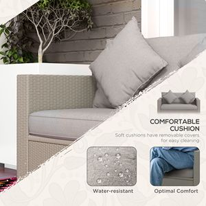 Set da Patio in Rattan Bianco Crema 5 Pezzi con Divano, Chaise Longue, Tavolino, Poggiapiedi e Cuscini Inclusi | - Product Image 5