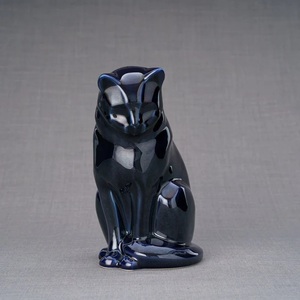 Urna para Cenizas de Mascotas en Forma de Gato Dormido, Color Azul Marino, Metal, con Acabado Brillante, Recuerdo Conmemorativo para el Hogar - Product Image 4