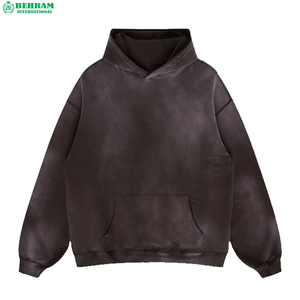 Unisex Heavyweight French Terry Regular Fit Winter Pullover Hoodie Acid washed 100% cotton <b>Drop</b> Shoulder Hoodie for Men - Product Image 3