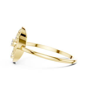 Anillo Minimalista en Forma de Flor de Oro Amarillo Sólido de 10k, 14k, 18k con Diamantes Cultivados en Laboratorio de Corte Redondo, Anillo de Boda Clásico, Regalo para Ella - Product Image 2