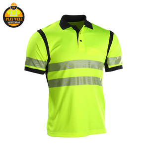 Factory Shorts Sleeves Hi Vis Polo Shirt Quick Dry Reflective Stripe Work Safety Reflective Short Sleeve Hi Vis Polo Shirts - Product Image 4