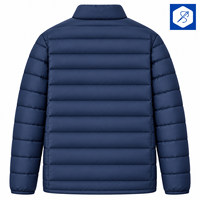 Veste matelassée noire pour homme, col montant, fermeture éclair, coupe-vent, manteau d'hiver décontracté, coupe régulière, extérieur en polyester