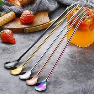 Stainless Steel Drinking <b>Straws</b> 5 Pack Reusable <b>Metal</b> Cocktail Stirrers Modern Bar Accessories Rainbow - Product Image 1